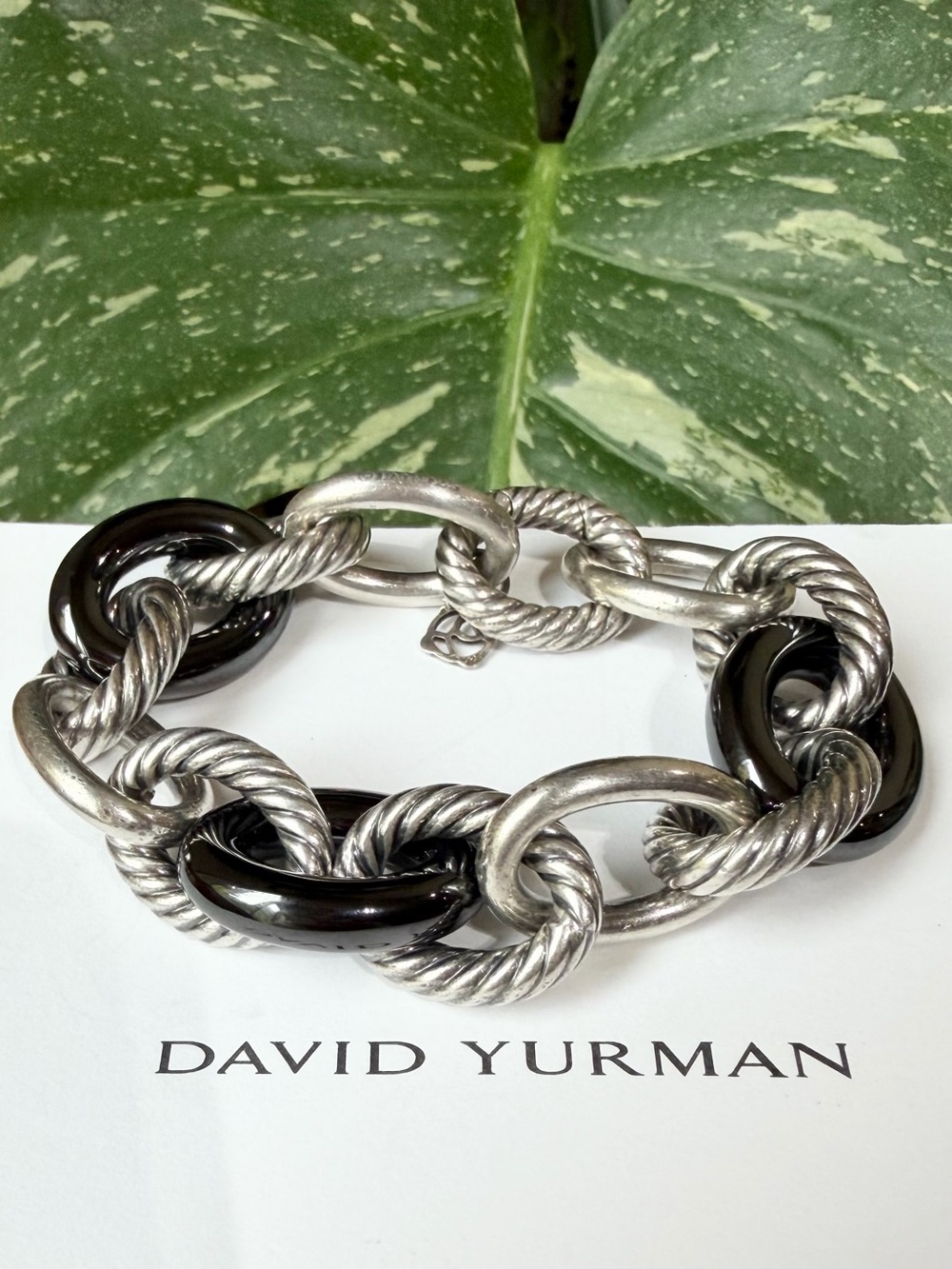 ❤️ David Yurman Extra Large Oval Link Chain Bracelet with Black Ceramic